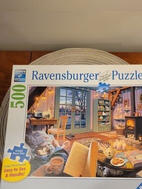 🧩EUC~RAVENSBURGER "COZY RETREAT" 500 PC JIGSAW PUZZLE